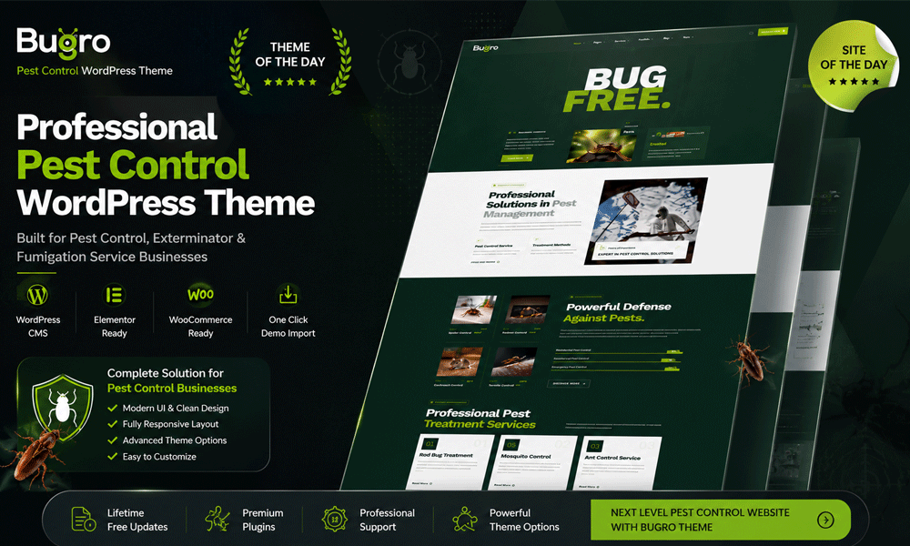 Bugro - Pest Control, Exterminator & Fumigation Services WordPress Theme