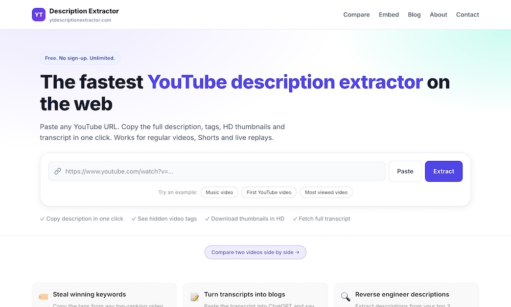 YT Description Extractor