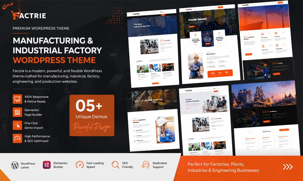 Factrie – Manufacturing & Industrial Factory WordPress Theme