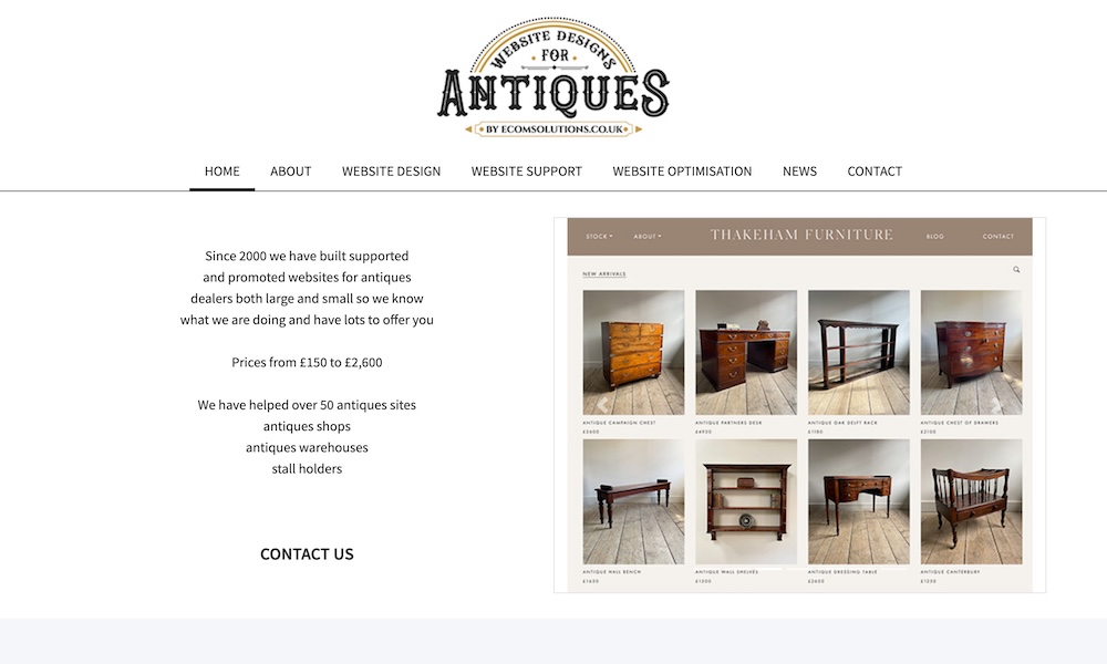 Website Design Antiques
