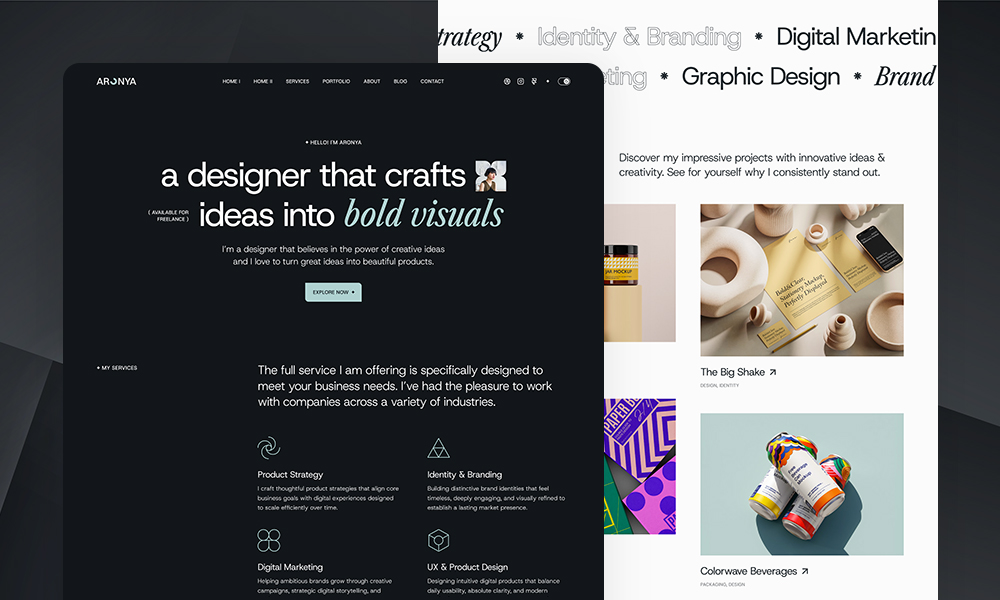 Aronya - Creative Portfolio Template for Framer
