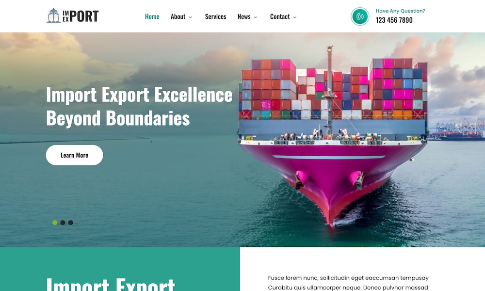 Import Export Agency - Import and Export Website Template