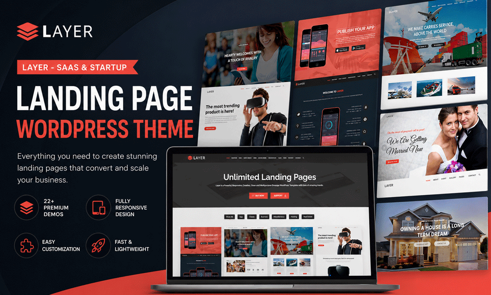Layer – SaaS & Startup Landing Page WordPress Theme