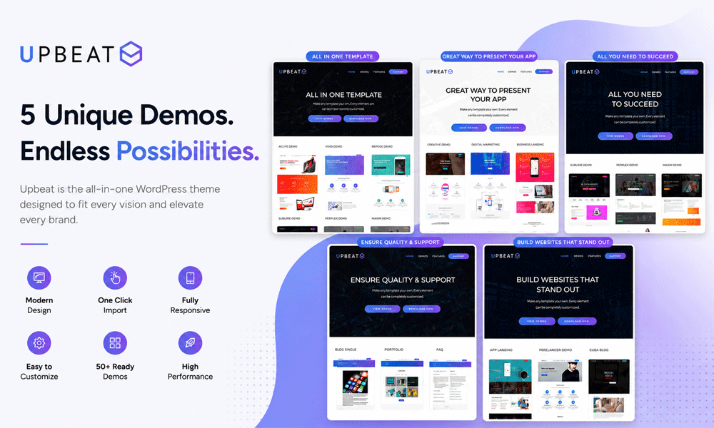 Upbeat – Multi-Purpose Landing Page WordPress Theme