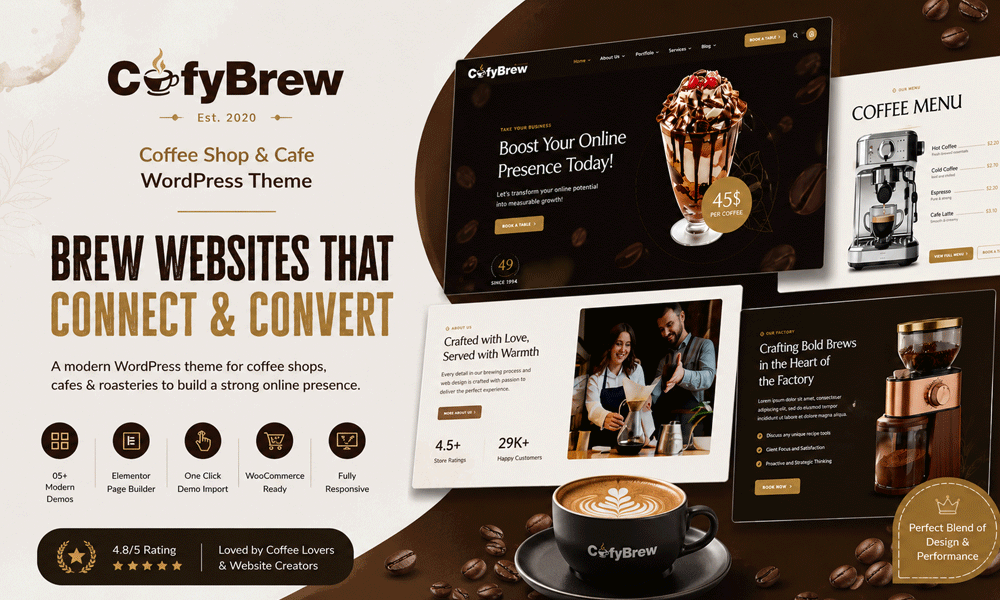 Cofybrew – Coffee Shop & Cafe WordPress Theme