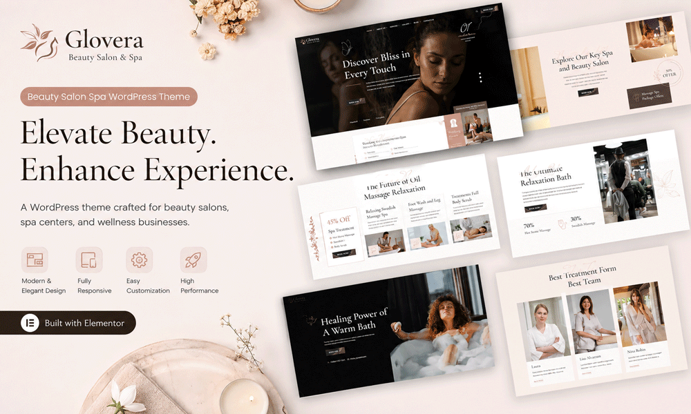 Glovera – Beauty Salon Spa WordPress Theme