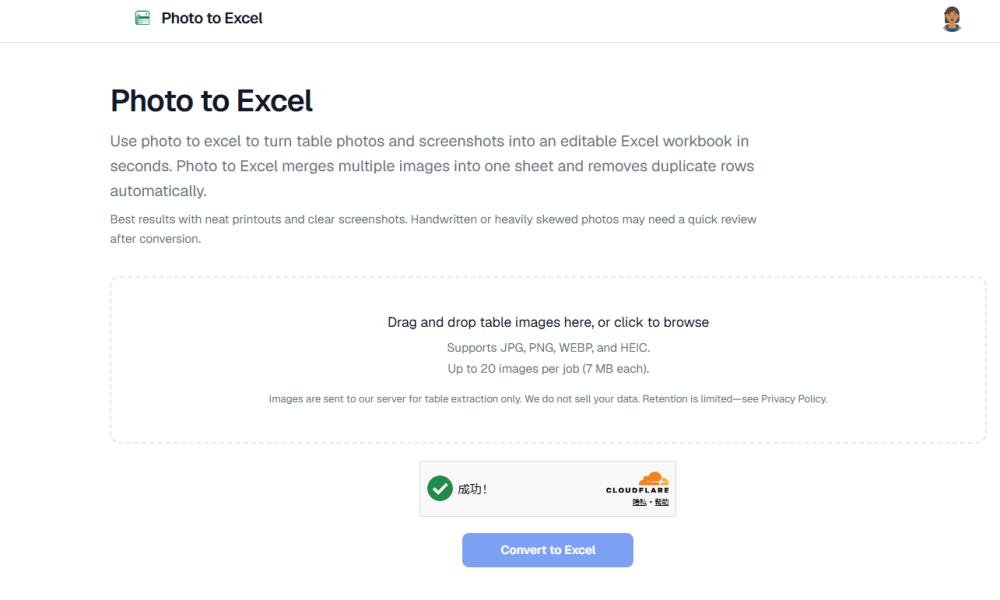 Photo to Excel