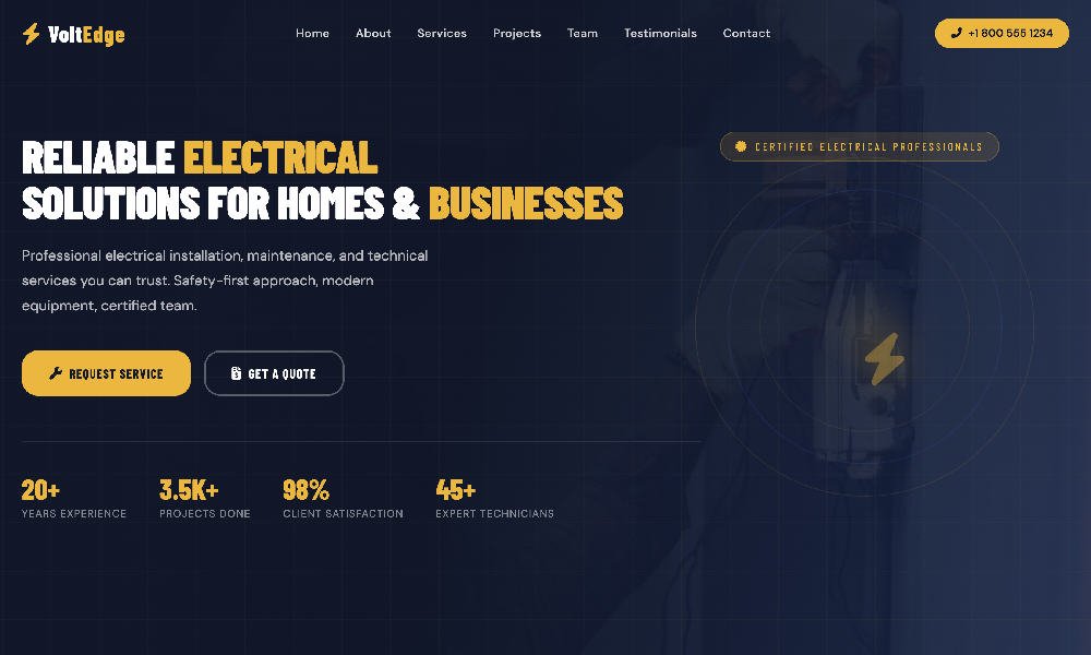 VoltEdge - Electrical Repair, Wiring & Maintenance HTML Website Template