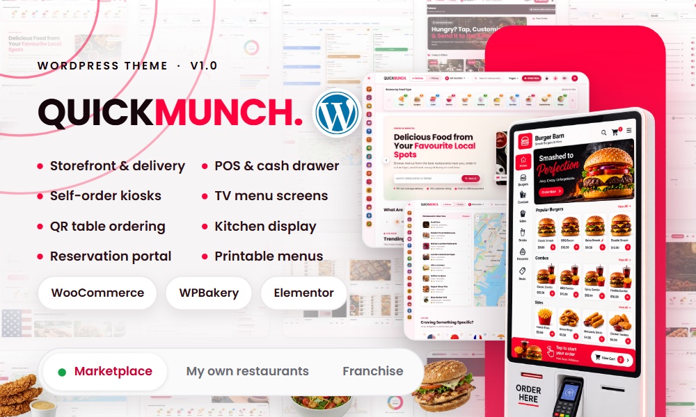 Quickmunch – Multi-Restaurant Food Ordering & Delivery WordPress Theme