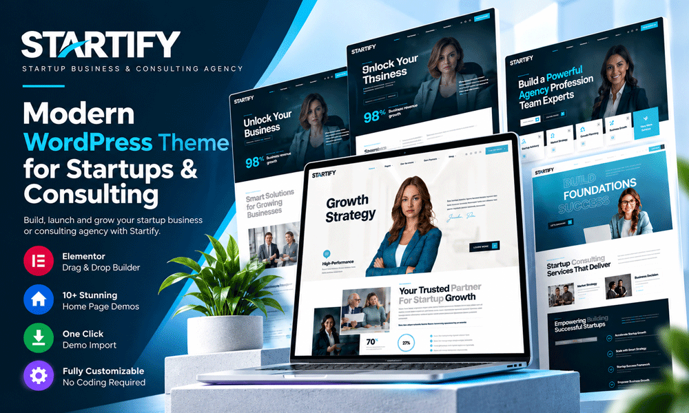 Business & Consulting Agency Elementor WordPress Theme – Startify