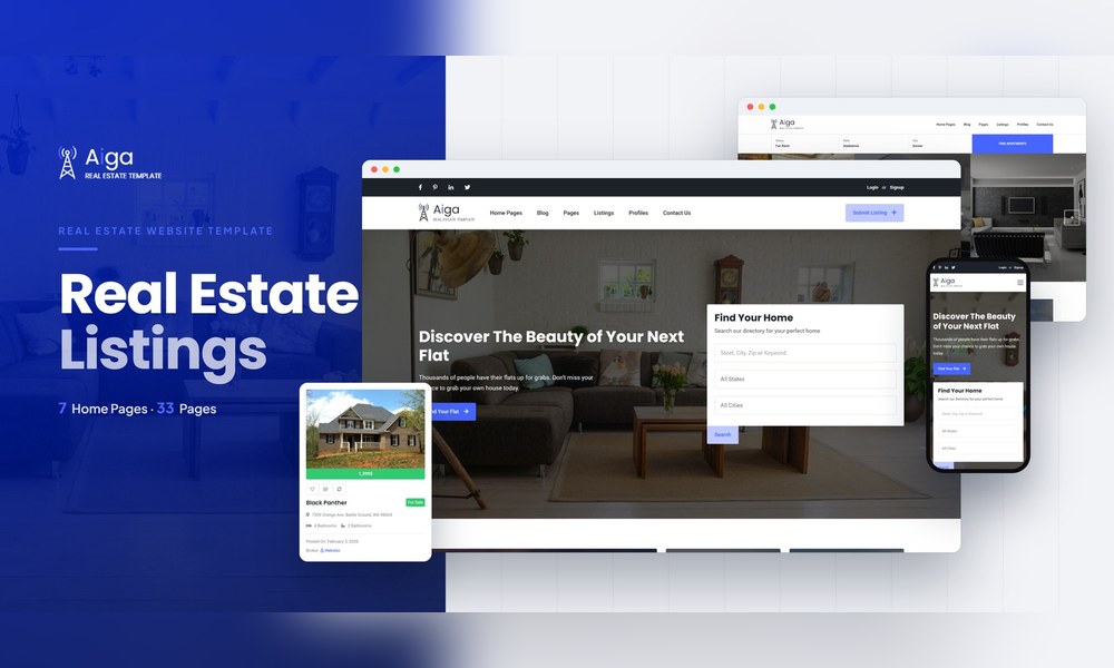 Aiga — Property Agency React JS Website Template