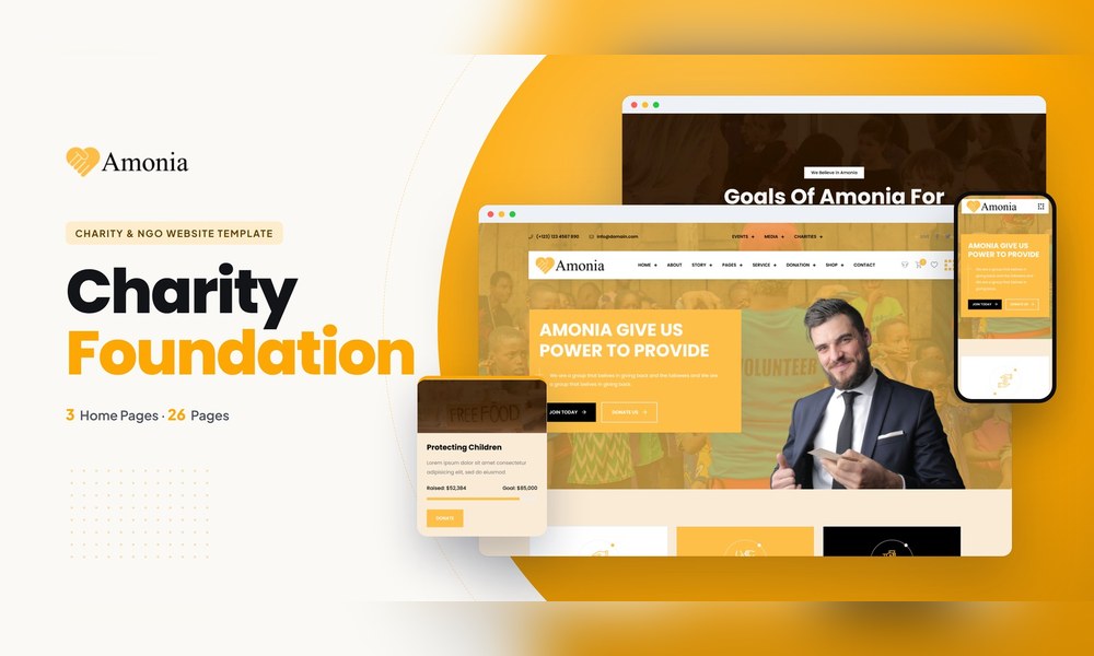 Amonia — Nonprofit Charity React JS Website Template