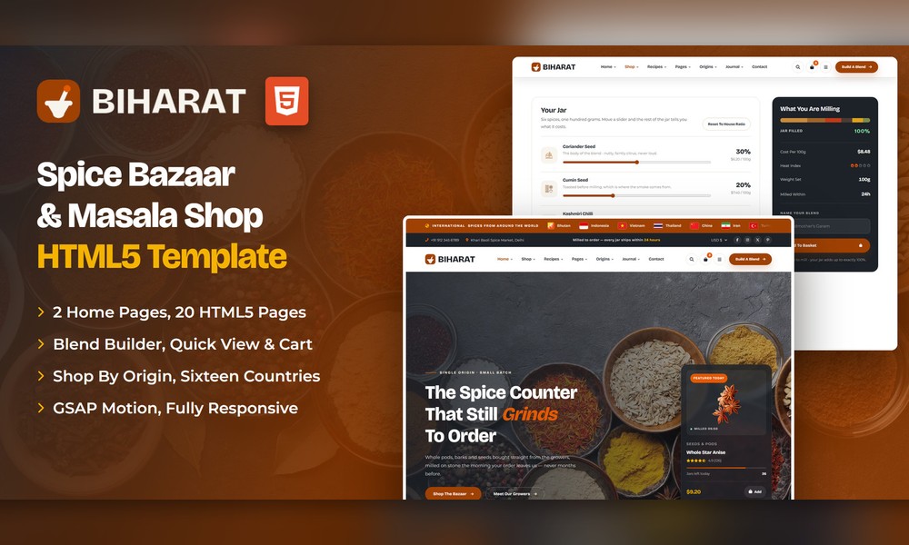 Biharat - Spice Shop HTML Template
