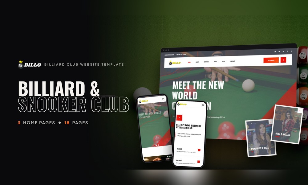 Billo — Pool Hall React JS Website Template