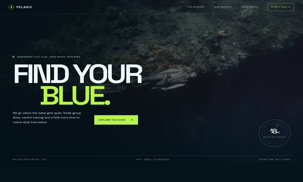 Dive Club Website Template by Revamp