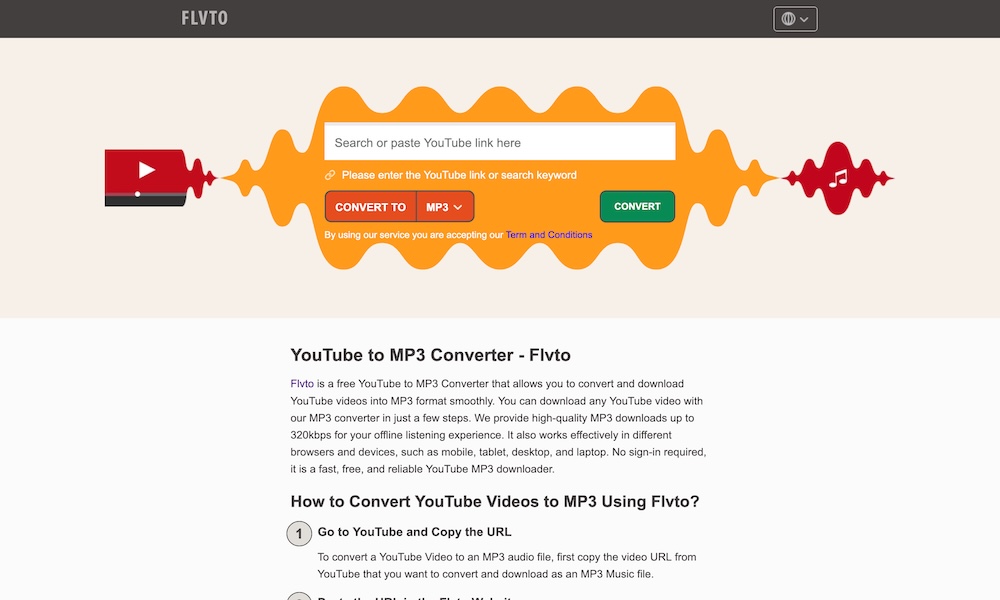 Flvto Link - YouTube To MP3 Converter