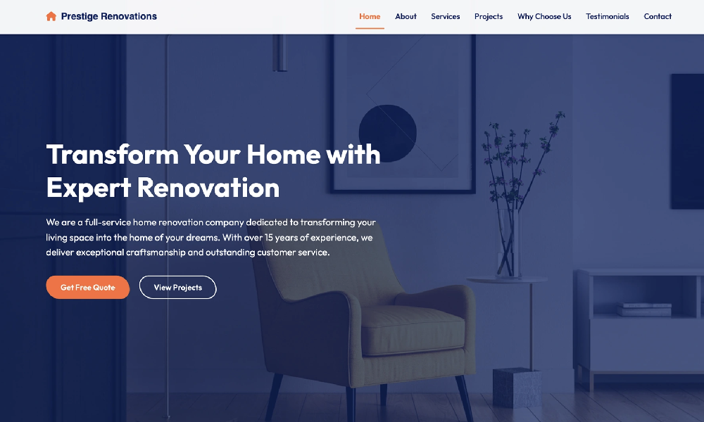 Home Renovation & Construction HTML Bootstrap Template