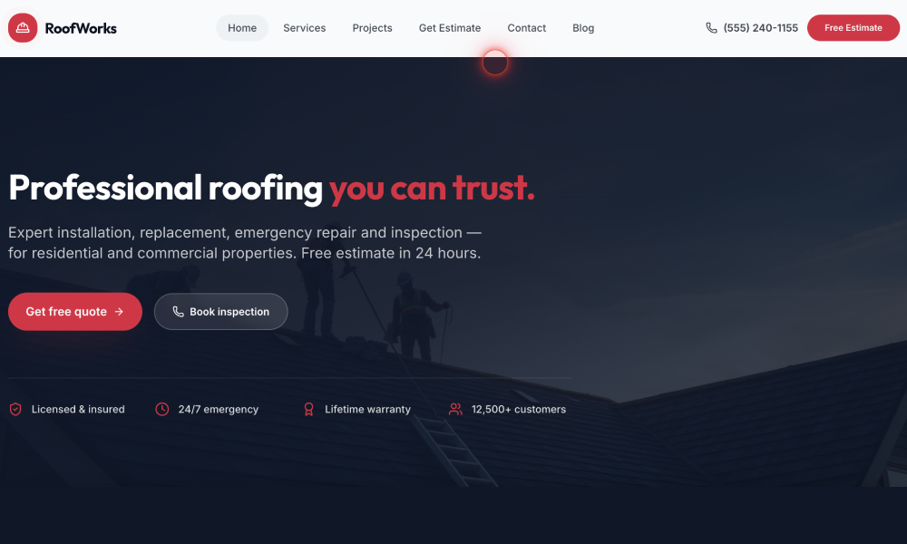 Roofing Contractor HTML Website Template