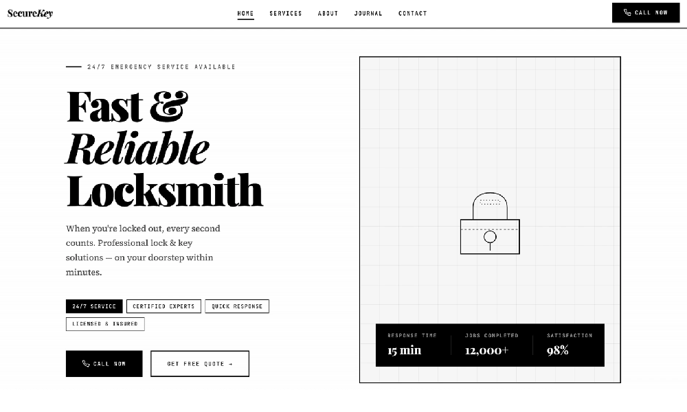 SecureKey - Locksmith and Key Maker Services HTML5 Template