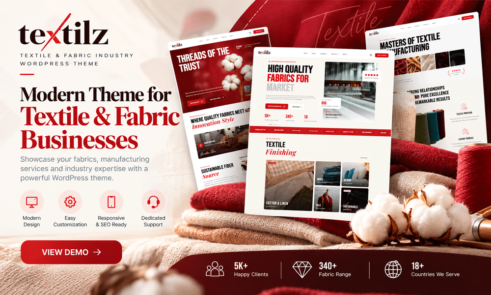 Textilz – Textile & Fabric Industry WordPress Theme